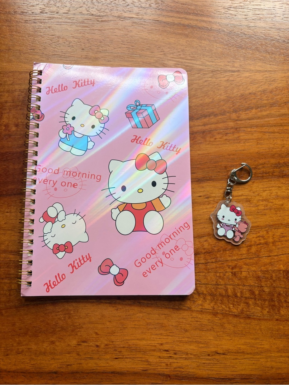 Iridescent Hello Kitty small notebook with keychain
